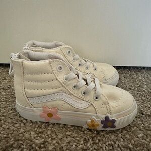 Vans Kids Cream High-Top Sneakers with Floral Design